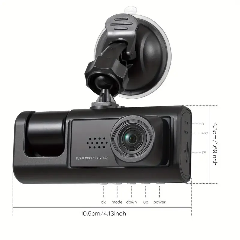 Câmera 3 em 1 completa para Carro com tela de 2 polegadas e visão noturna - Versão Full HD 2023