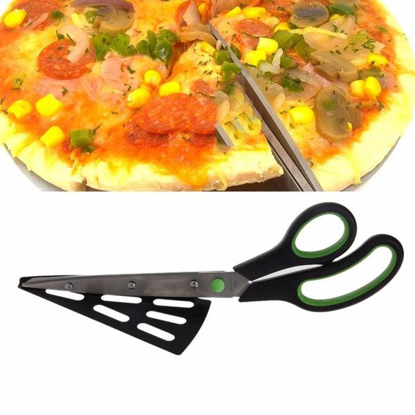 Imagem mostrando o produto Tesoura Multifuncional 2 em 1 Fatiador de Pizza e Bandeja do Coisa de Outro Mundo 