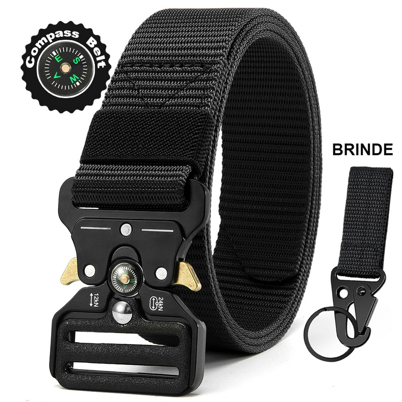 Compass Belt- Cinto Tático Militar Ajustável com Bússola + Brinde