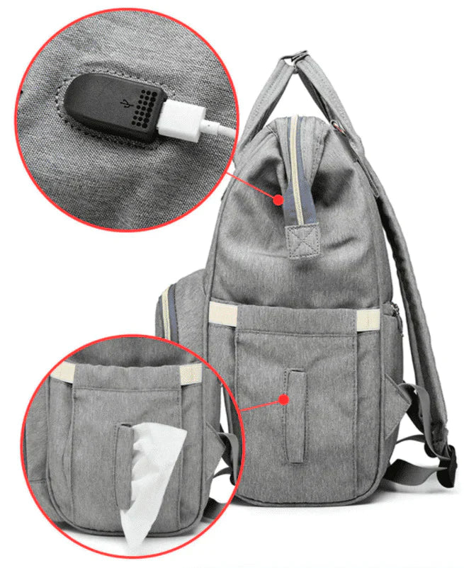 Bolsa Mochila Baby Maternidade LeQueen USB