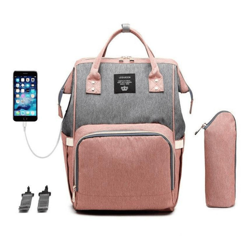 Bolsa Mochila Baby Maternidade LeQueen USB