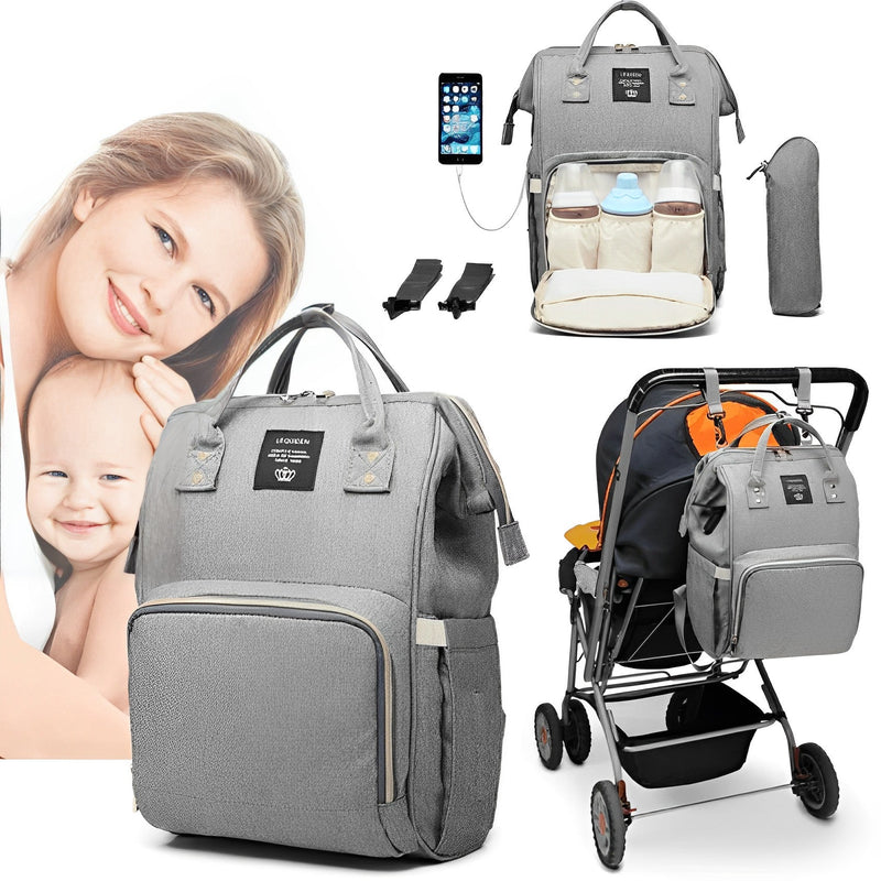 Bolsa Mochila Baby Maternidade LeQueen USB