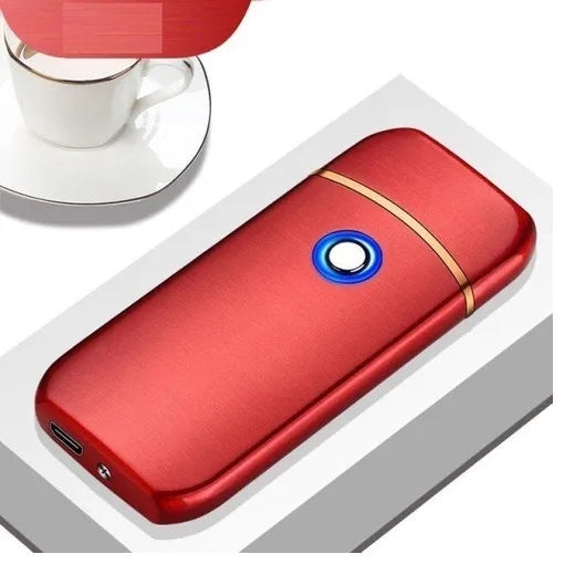 Isqueiro Eletrônico Touch USB Anti-Vento: compacto, elegante e recarregável. Com design moderno, é resistente ao vento, ideal para todas as situações. Prático e durável, possui indicativo de carga LED