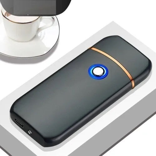 Isqueiro Eletrônico Touch USB Anti-Vento: compacto, elegante e recarregável. Com design moderno, é resistente ao vento, ideal para todas as situações. Prático e durável, possui indicativo de carga LED