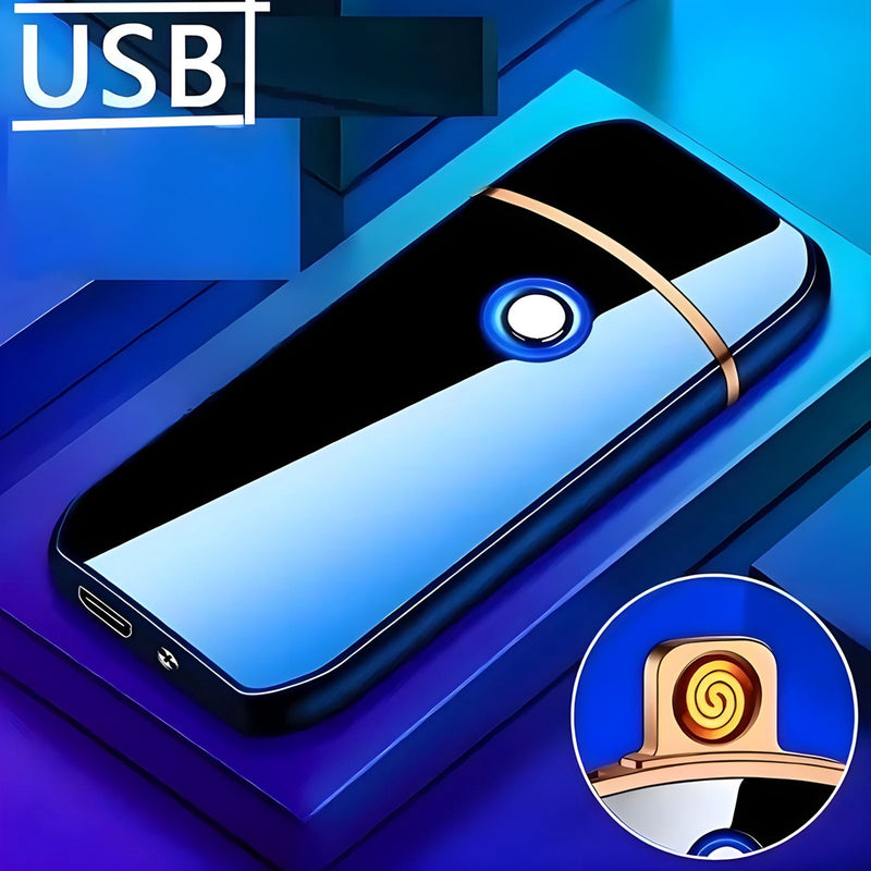 Isqueiro Eletrônico Touch USB Anti-Vento: compacto, elegante e recarregável. Com design moderno, é resistente ao vento, ideal para todas as situações. Prático e durável, possui indicativo de carga LED