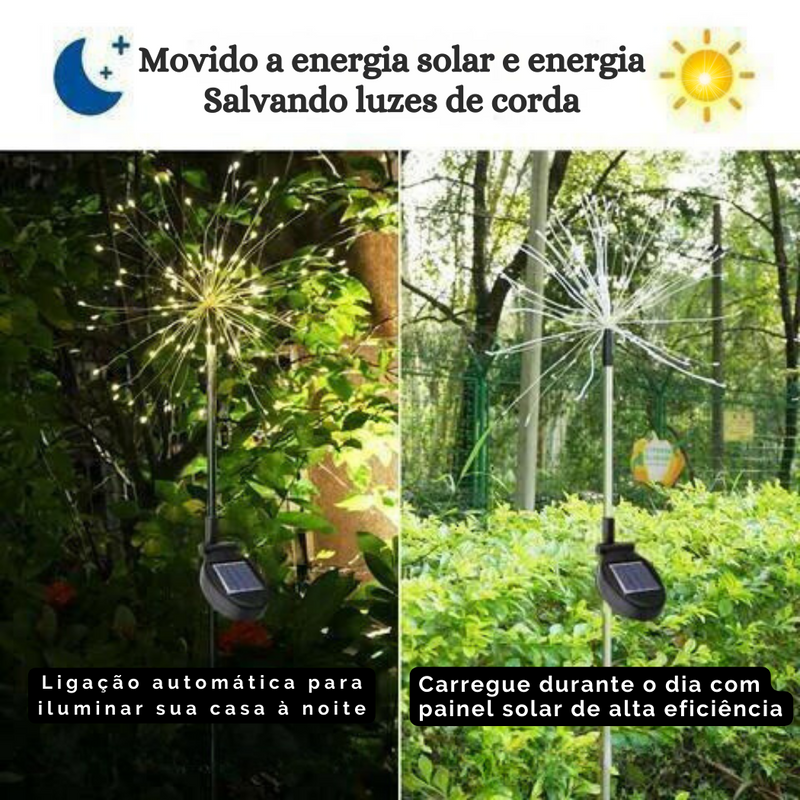 Luminária Mágica Solar Fogos de Artifício para Jardim Decoração À PROVA D'ÁGUA