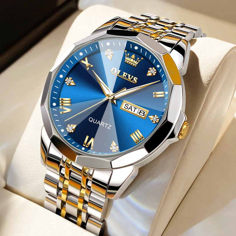 Relógio Olevs Diamante 3D Safira Original
