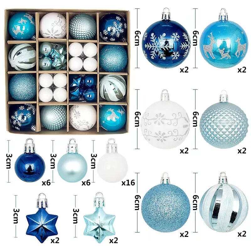 Bolas de Natal Variadas - Kit com 44 Unidades