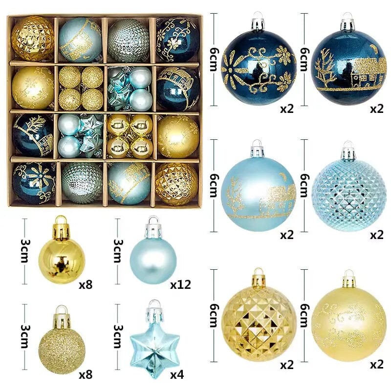 Bolas de Natal Variadas - Kit com 44 Unidades