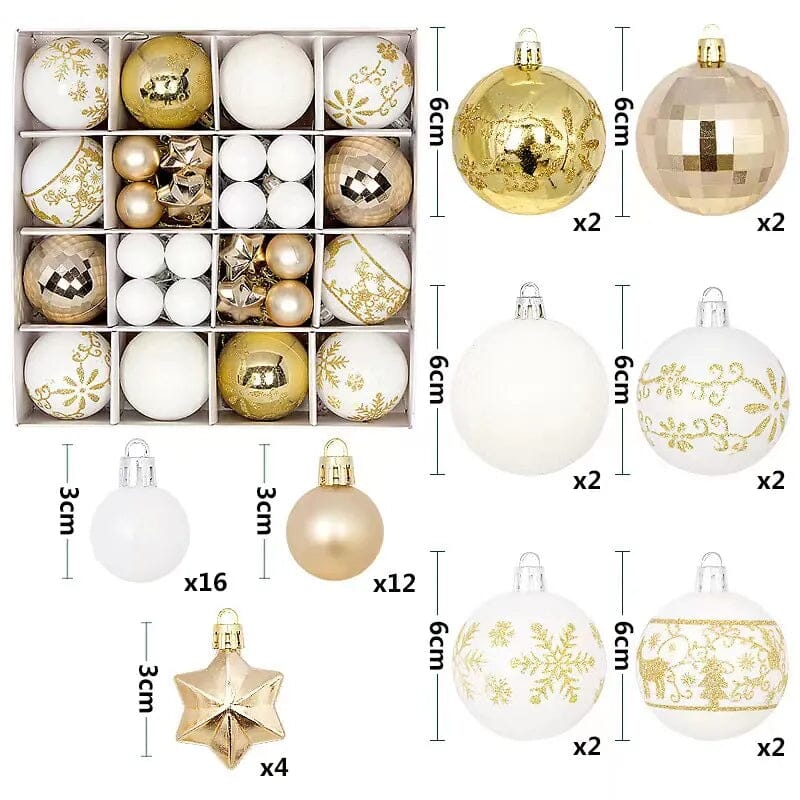 Bolas de Natal Variadas - Kit com 44 Unidades