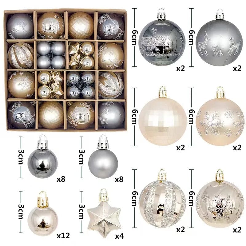 Bolas de Natal Variadas - Kit com 44 Unidades