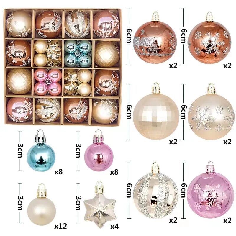 Bolas de Natal Variadas - Kit com 44 Unidades