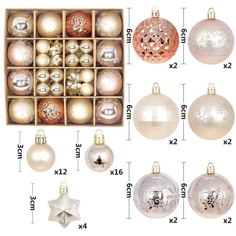 Bolas de Natal Variadas - Kit com 44 Unidades