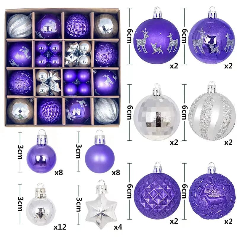 Bolas de Natal Variadas - Kit com 44 Unidades
