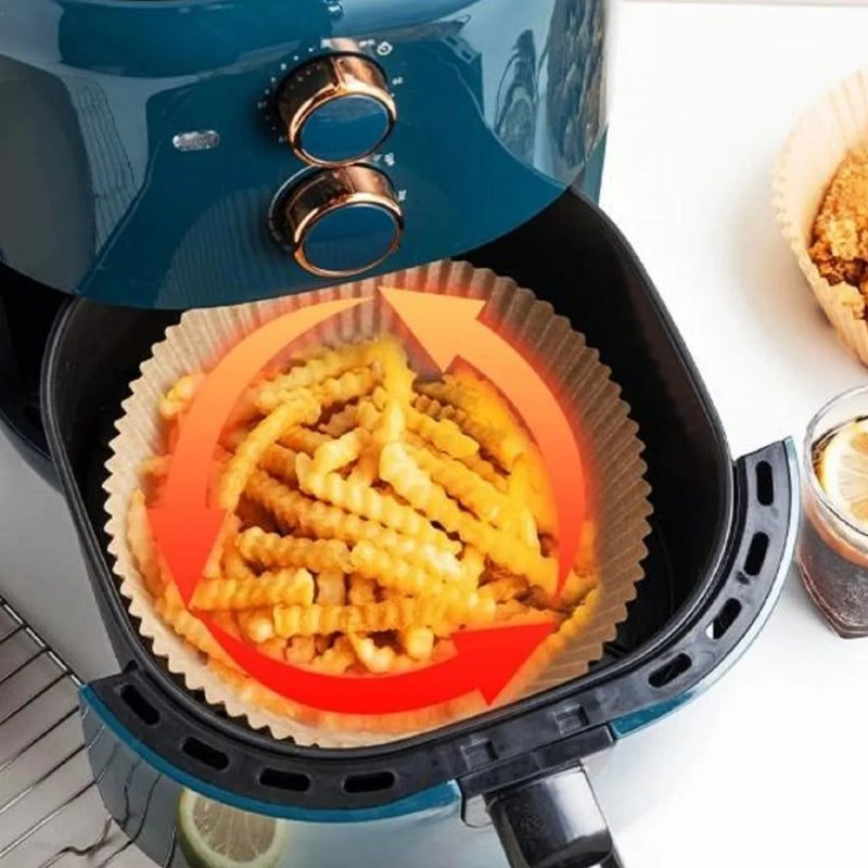 Forro De Papel Antiaderente Para Airfryer - 60 ou 120 Unidades Descartáveis