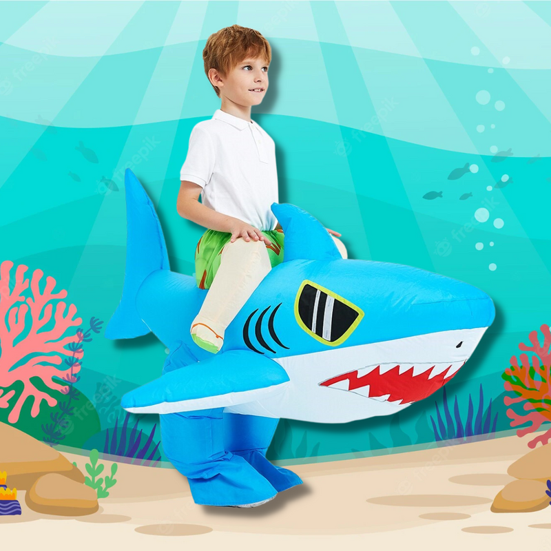 Fantasia Inflável do Divertido Tubarão Branco - Adulto e Infantil - Coisa de Outro Mundo