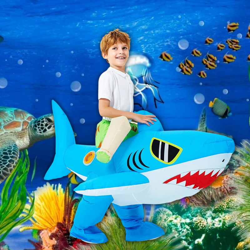 Imagem mostrando o produto Fantasia Inflável do Divertido Tubarão Branco - Adulto e Infantil do Coisa de Outro Mundo 