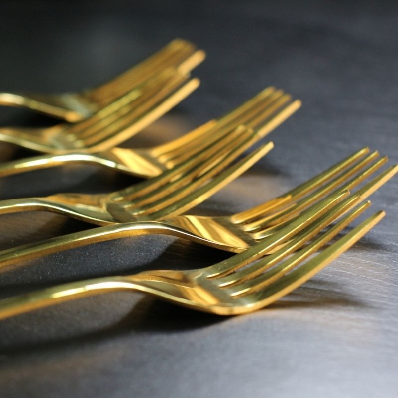 Talheres para jantar de luxo aço inoxidável ouro - Colher, garfo e faca