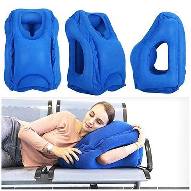 Imagem mostrando o produto Comfort Pillow - Travesseiro Inflável Portátil Anatômico Para Viagens Passeio Avião Ônibus do Coisa de Outro Mundo 