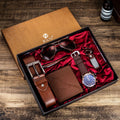 Kit Presente Masculino Relógio + Carteira + Cinto + Caneta + Óculos + Chaveiro