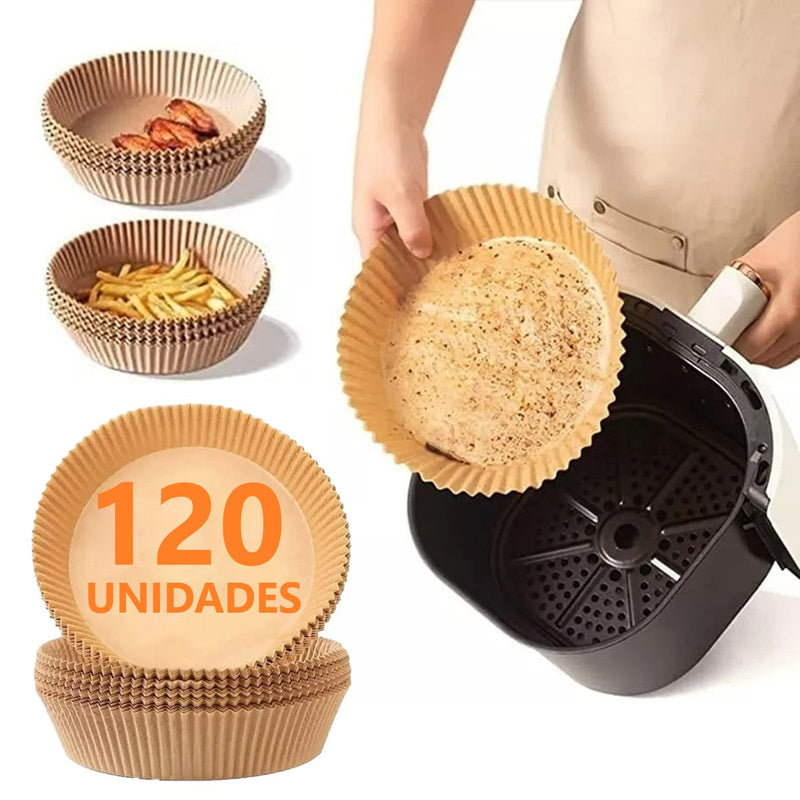 Forro De Papel Antiaderente Para Airfryer - 60 ou 120 Unidades Descartáveis