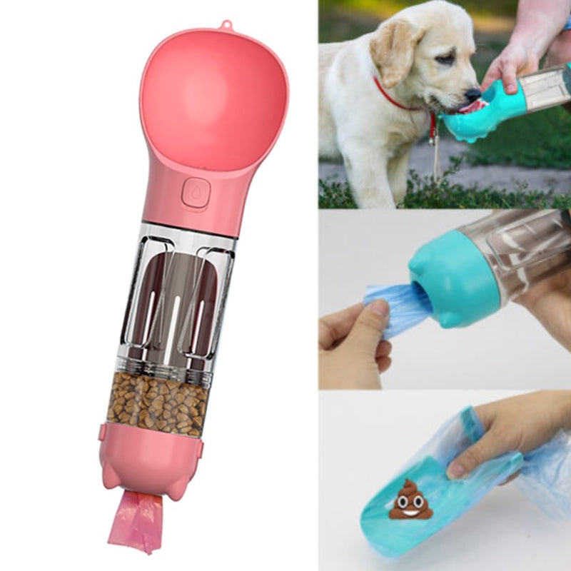 Pet Babysitter - Garrafa 4 em 1 com Bebedouro Ração Porta Sacos e Pá Coletora