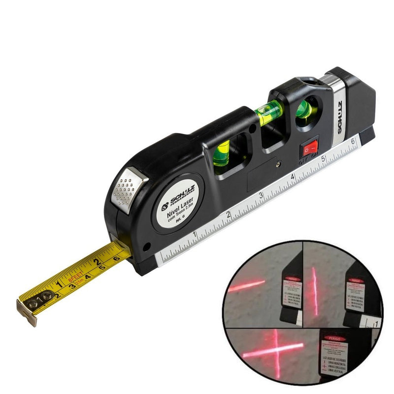 Imagem mostrando o produto Ferramenta medidora 4 em 1 - Nível Laser Profissional Trena Level do Coisa de Outro Mundo 