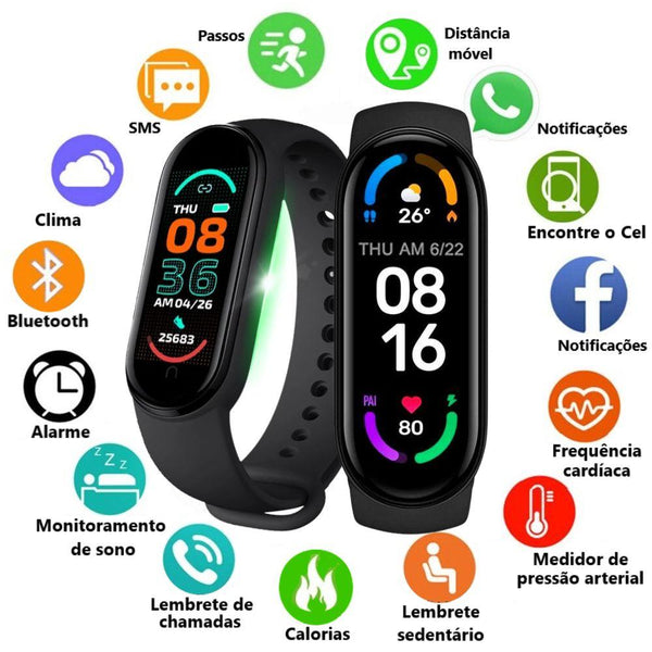 Imagem mostrando o produto Smartwatch Life Band 6 - Relógio Pulseira Inteligente IP67 Tela IPS 0.96" Bluetooth do Coisa de Outro Mundo 