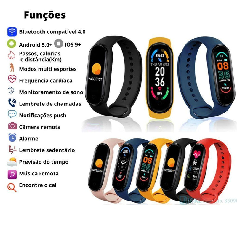 Smartwatch Life Band 6 - Relógio Pulseira Inteligente IP67 Tela IPS 0.96" Bluetooth - Coisa de Outro Mundo