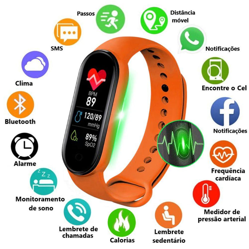 Smartband Smartwatch Relógio Inteligente M6 Android e iOS - KITSERV